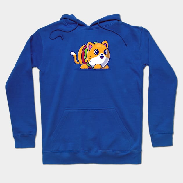 Cute Burger Cat Cartoon Hoodie by Catalyst Labs